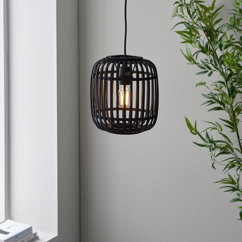 Mathias Black Bamboo Adjustable Ceiling Pendant