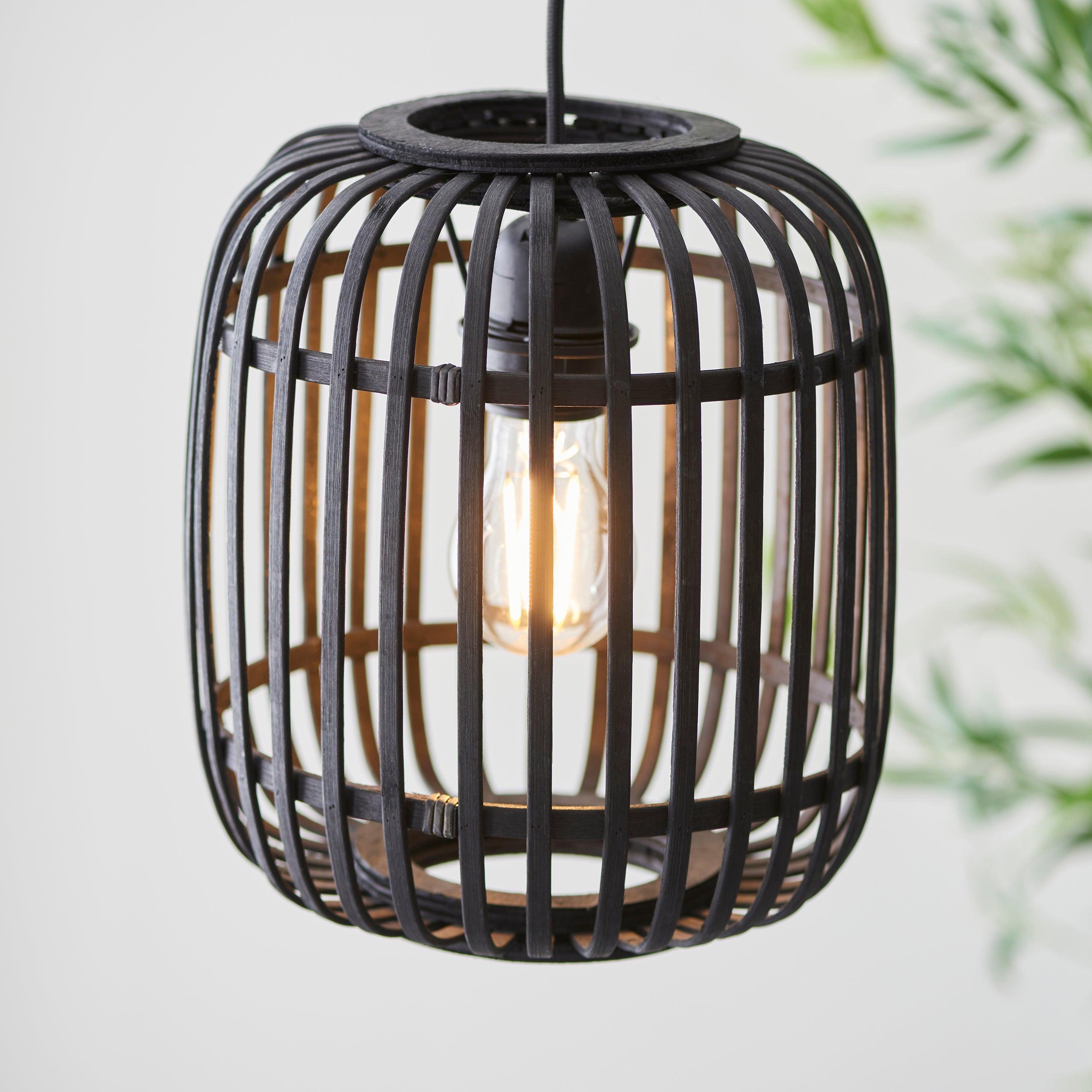 Mathias Black Bamboo Adjustable Ceiling Pendant-Ceiling Pendant Lights-Endon Lighting living room close up Tiffany Lighting Direct