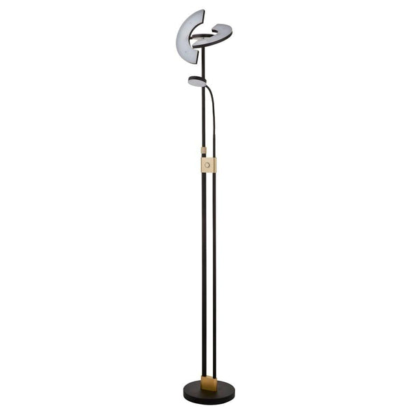 Gio LED Adjustable Mother & Child Black & Brass Floor Lamp by Searchlight Lighting 1