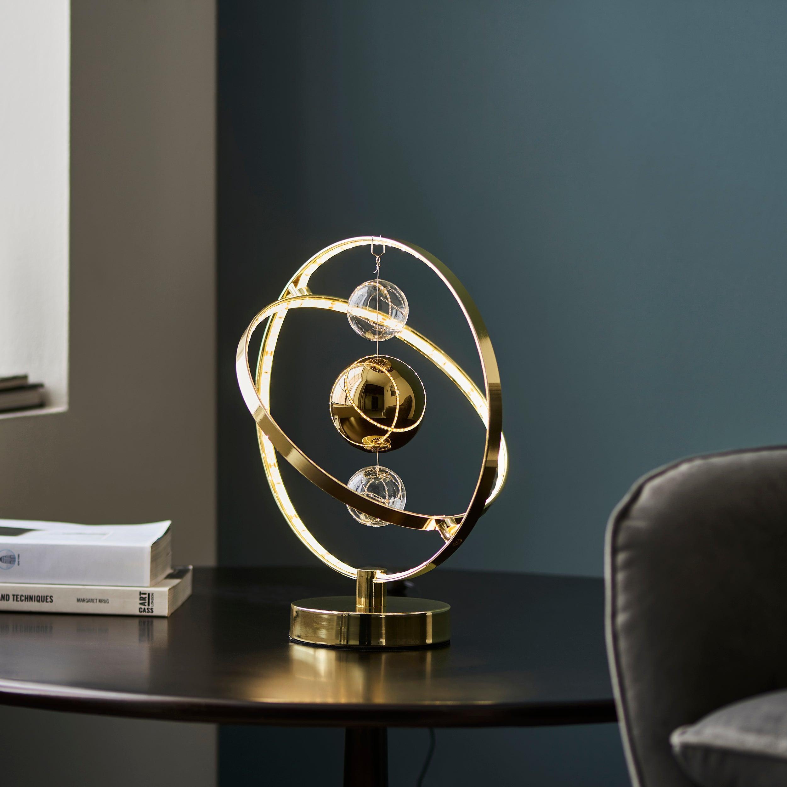 Endon Muni Contemporary Gold LED Table Lamp-Endon Lighting-Living-Room-Tiffany Lighting Direct-[image-position]