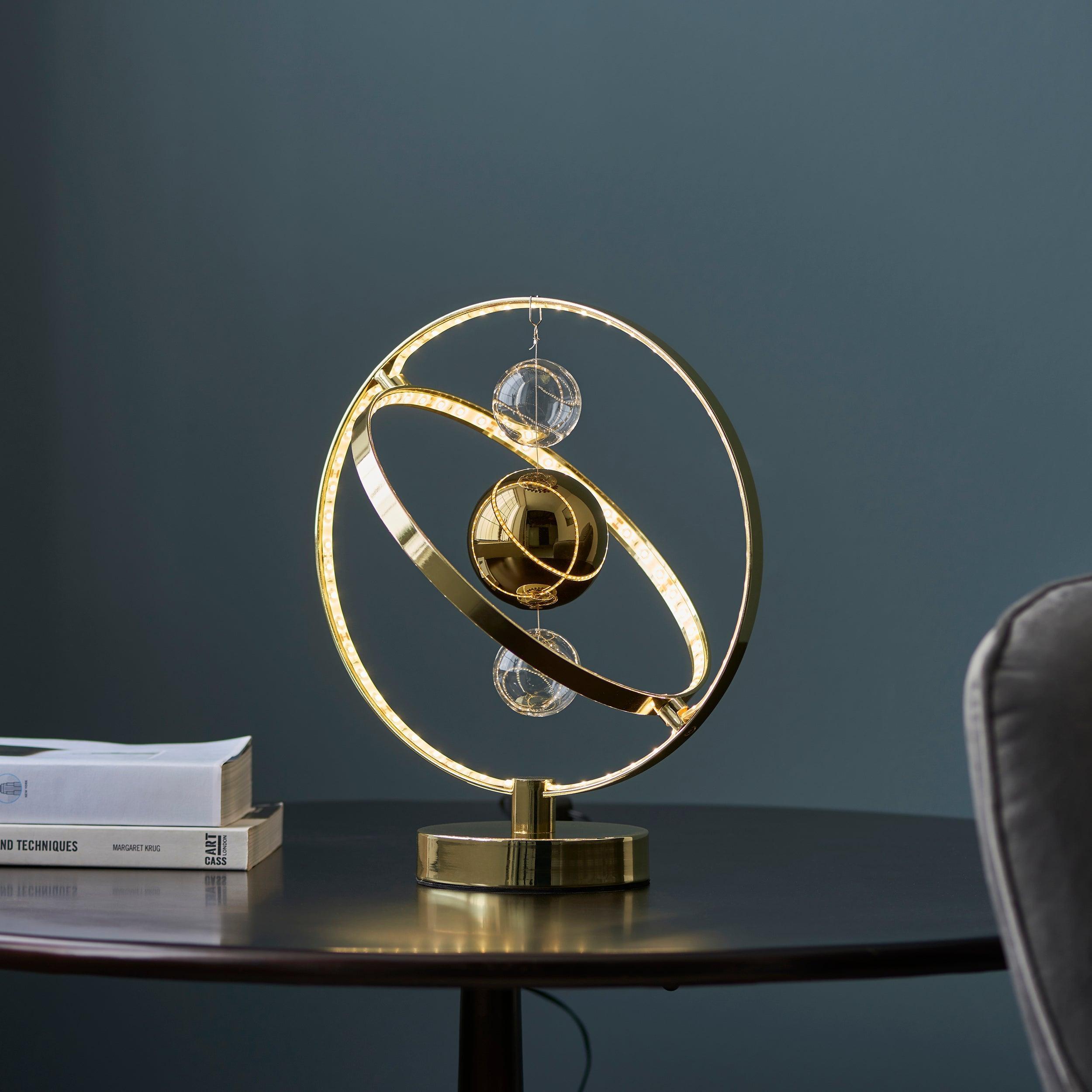 Endon Muni Contemporary Gold LED Table Lamp-Endon Lighting-Living-Room-Tiffany Lighting Direct-[image-position]