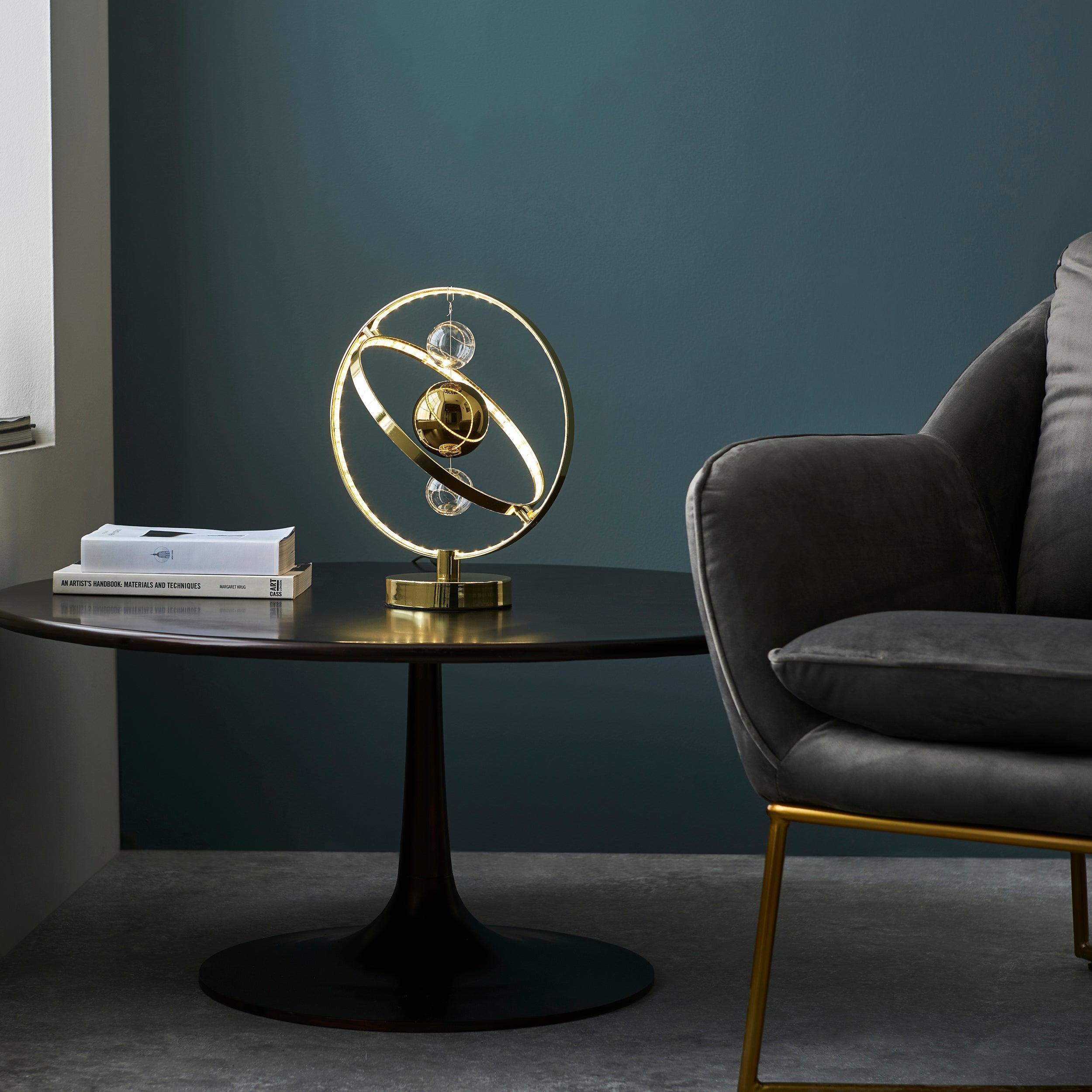 Endon Muni Contemporary Gold LED Table Lamp-Endon Lighting-Living-Room-Tiffany Lighting Direct-[image-position]
