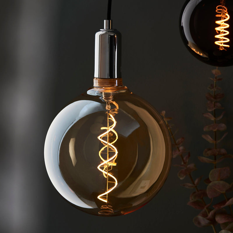 Spiral Large Amber Tinted Globe Filament 4w LED Light Bulb