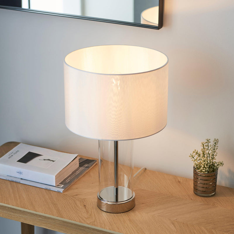 Endon Lessina 1 Light Nickel & Glass Touch Table Lamp