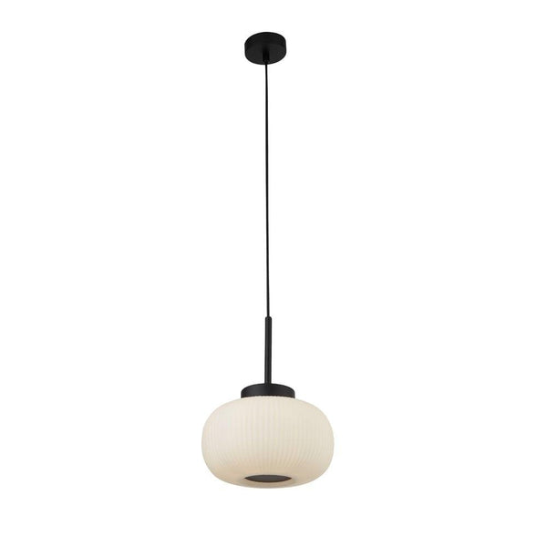 Lumina 1 Light Frosted Ribbed Glass Ceiling Pendant