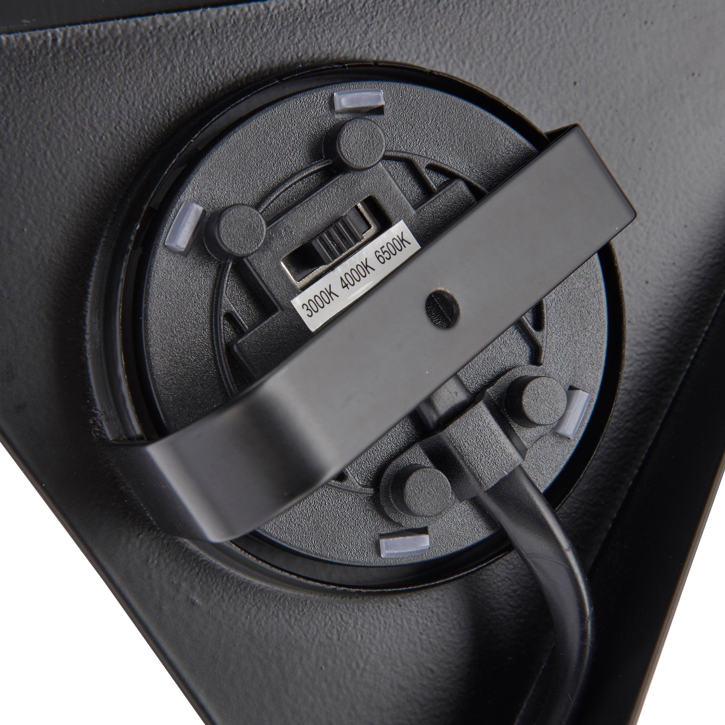 nyx cct black triangular cabinet light 2 5w by saxby lighting, close up image 181