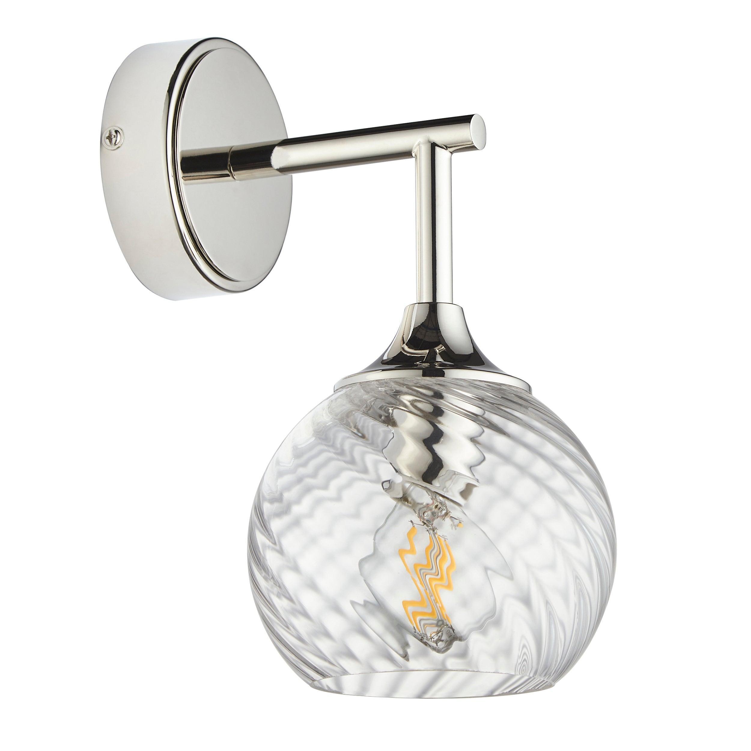 allegra nickel wall light spiral glass shade by Endon Lighting Hallway lights Close Up