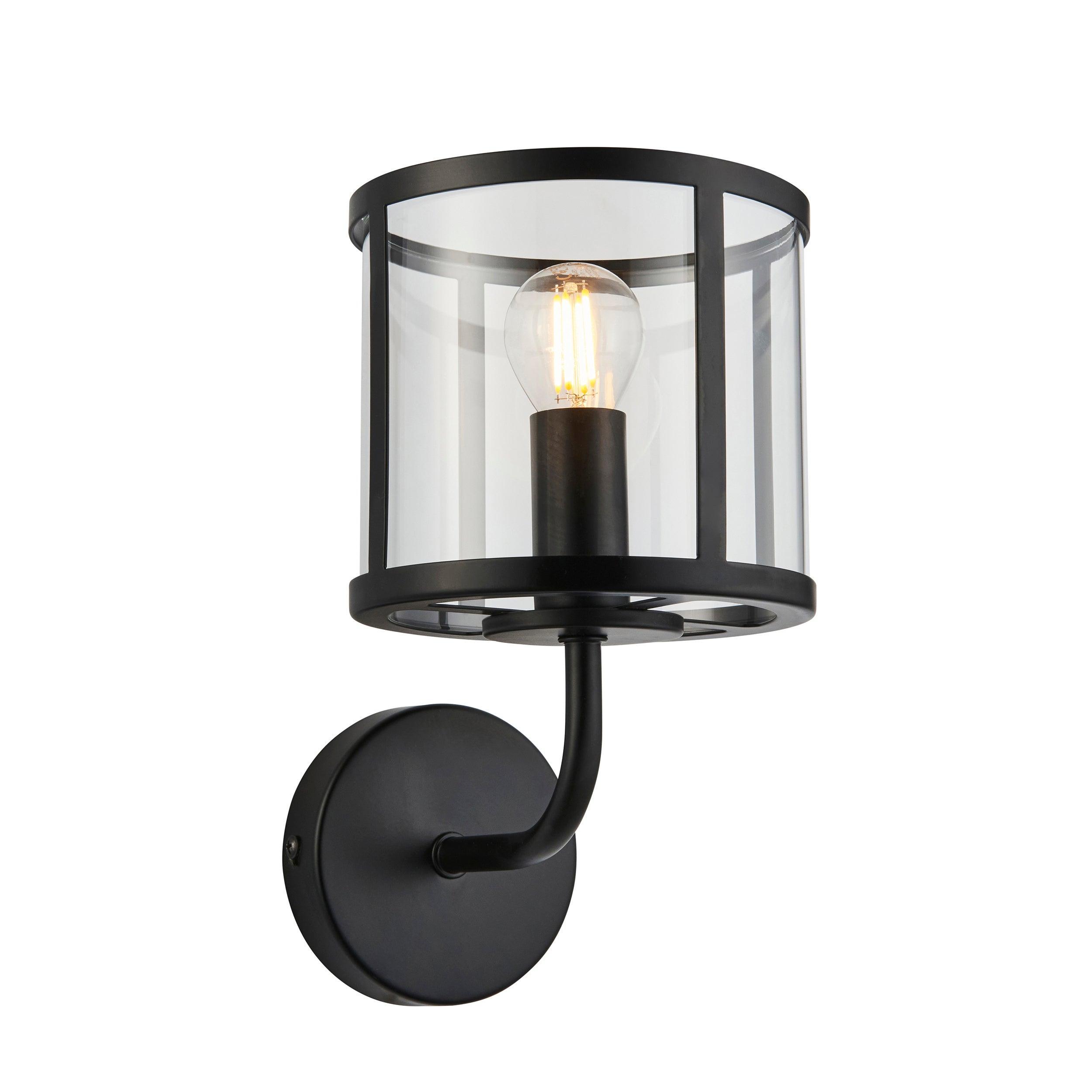hopton black wall light clear glass shade by Endon Lighting Living room image