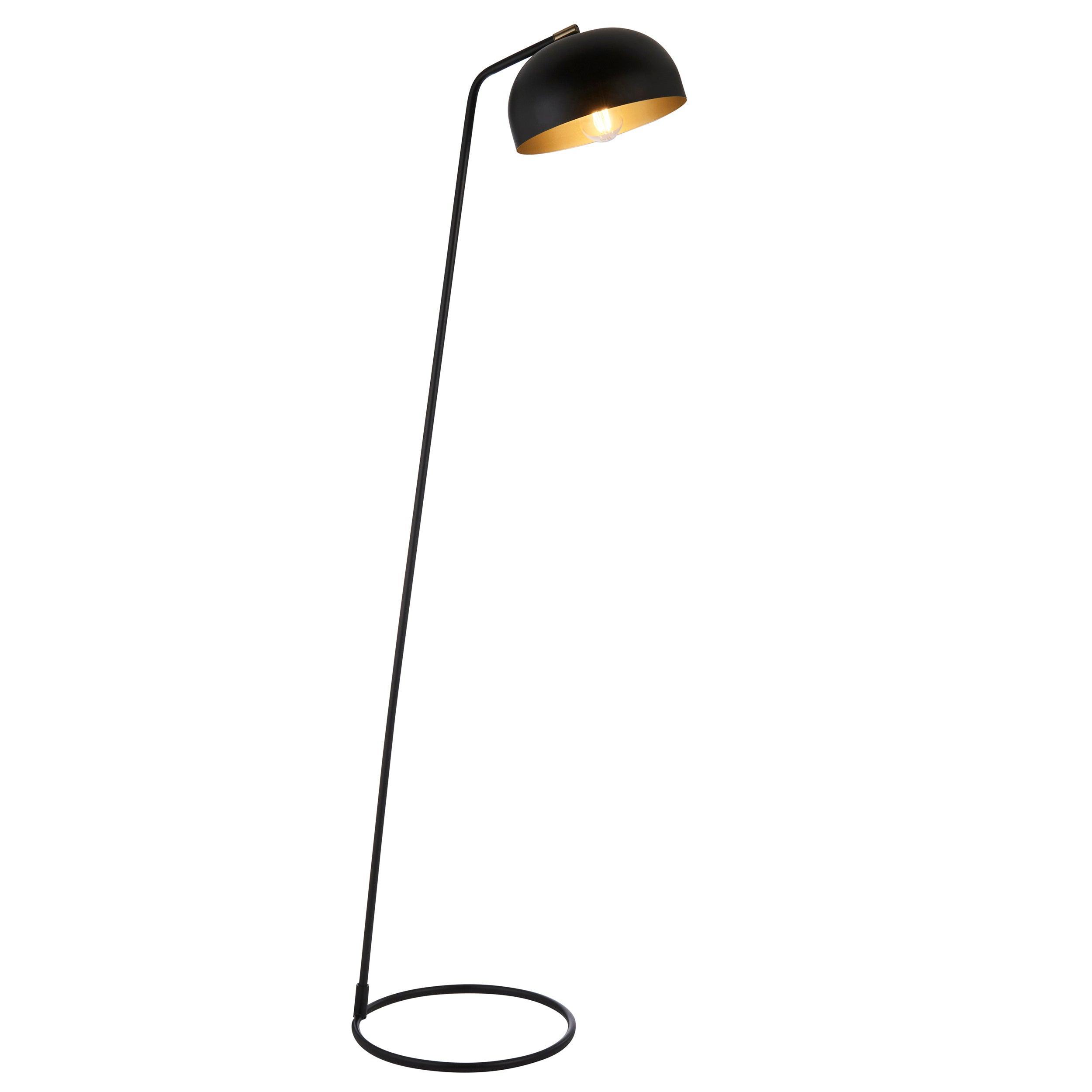 brair new black industrial floor lamp by Endon Lighting Living room close up image