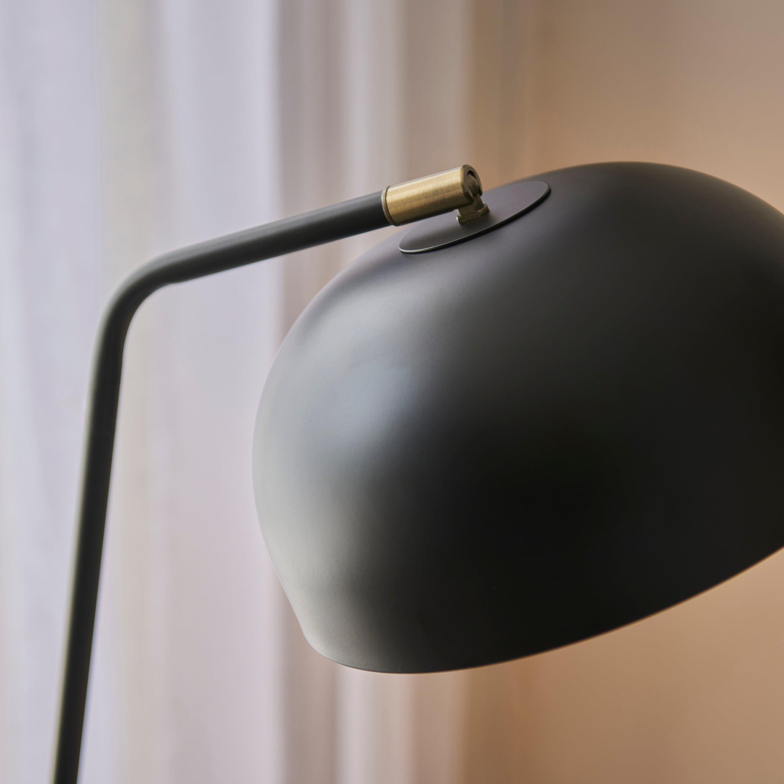 brair new black industrial floor lamp by Endon Lighting Living Room Family Shot