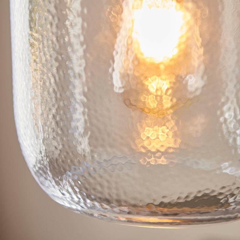 Lyra Brass & Clear Textured Glass Pendant