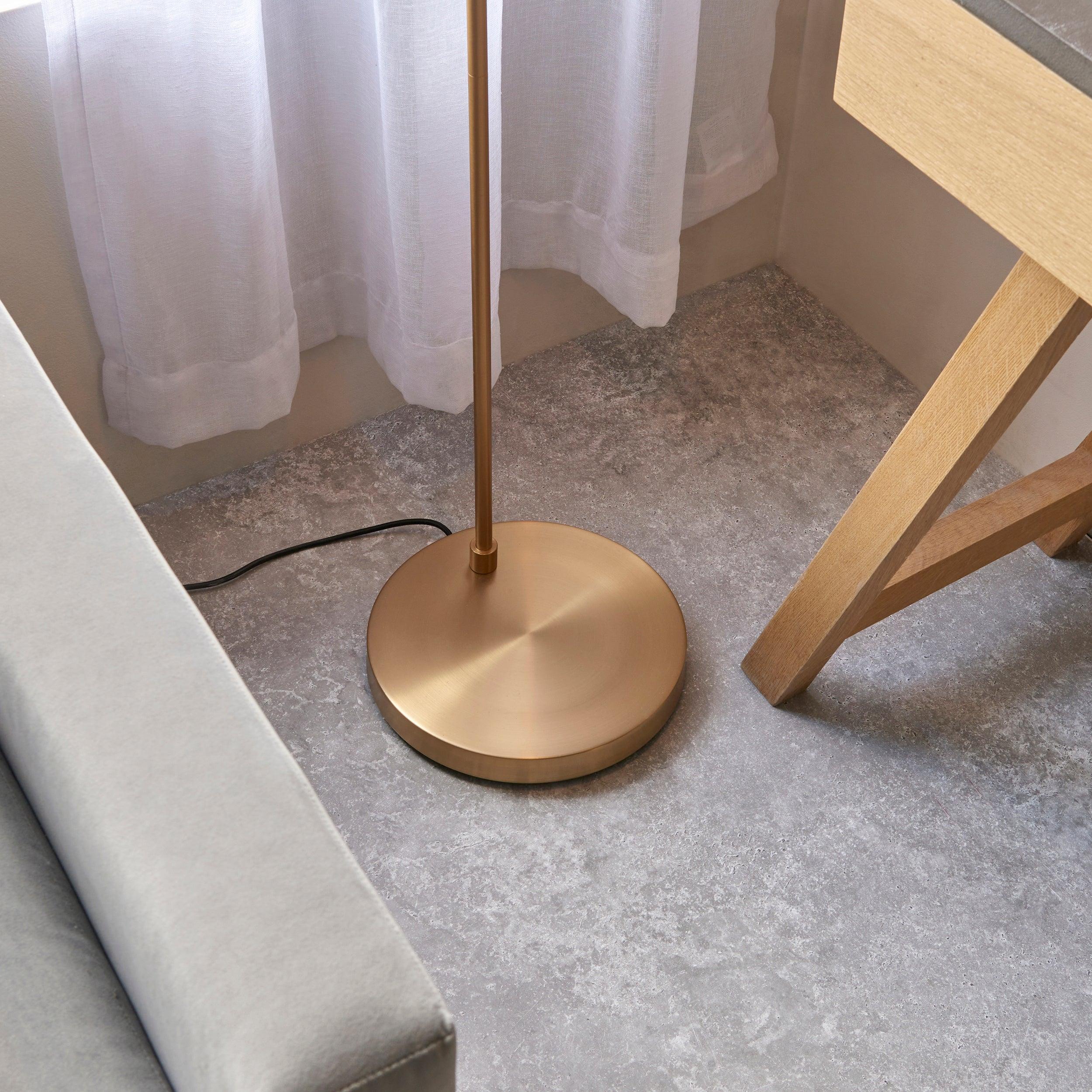 karna new industrial gold floor lamp by Endon Lighting Living Room  Unlit Shot