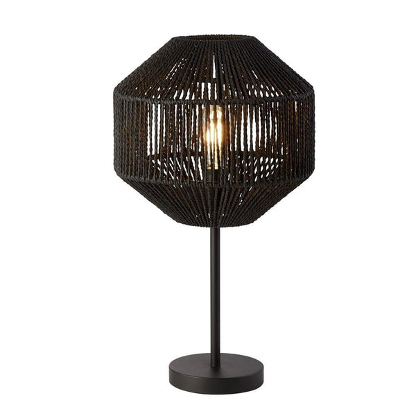 Searchlight Wicker 1 Light Black Rope Effect Table Lamp 1