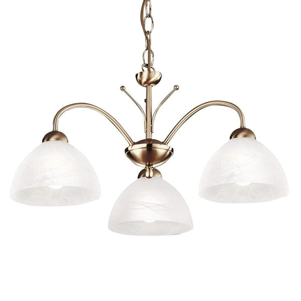 Milanese 3 Light Brass/Alabaster Glass Ceiling Pendant