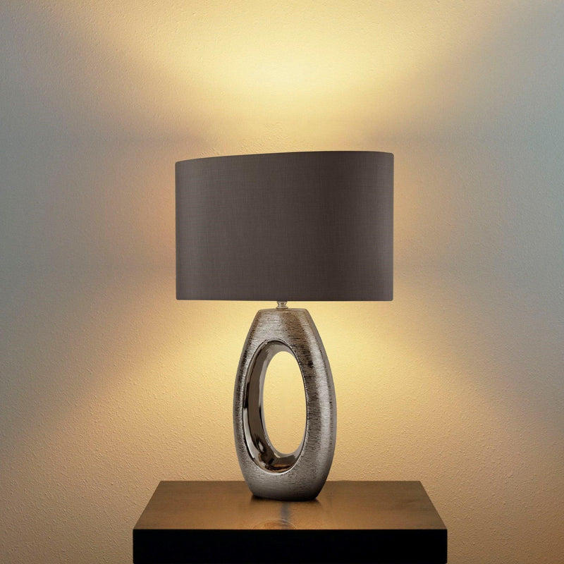 Searchlight Artisan 1 Light Chrome Oval Base Table Lamp