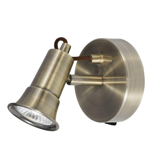 Searchlight Eros 1 Light Antique Brass Wall LIghts Adjustable Spotlight 1