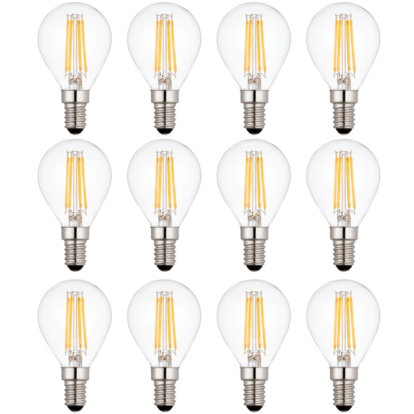 12 x E14 LED Filament Lamp/Bulb Dimmable 4W (40W Equivalent)