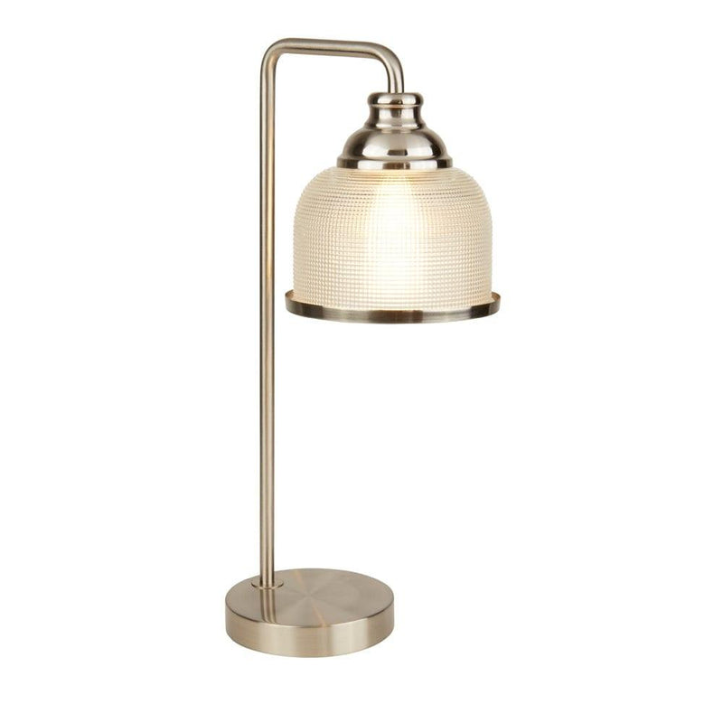Bistro II - 1 Light Silver Table Lamp- Holophane Glass Shade 1