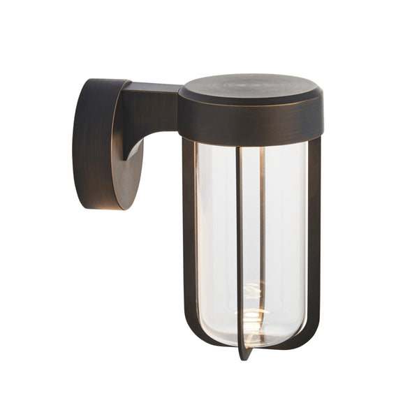 Newquay LED Bronze Outdoor Wall Light - Glass Shade image 1