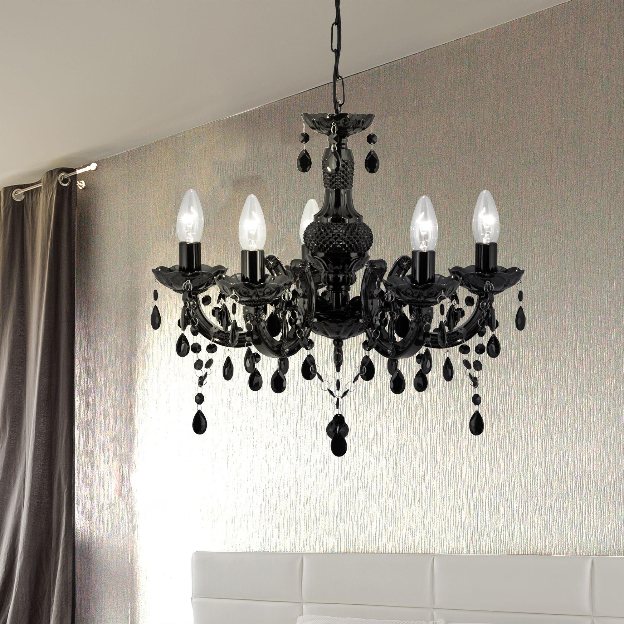 Marie Therese -5 Light Black Glass/Acrylic Chandelier-5-Tiffany Lighting Direct