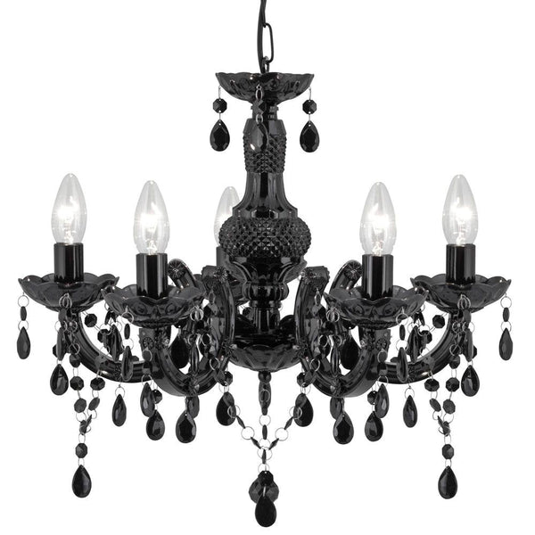 Marie Therese -5 Light Black Glass/Acrylic Chandelier