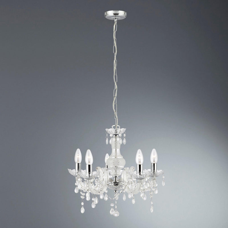 Marie Therese -5 Light Clear Glass/Acrylic Chandelier