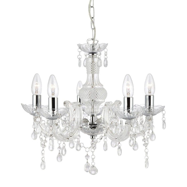 Marie Therese -5 Light Clear Glass/Acrylic Chandelier