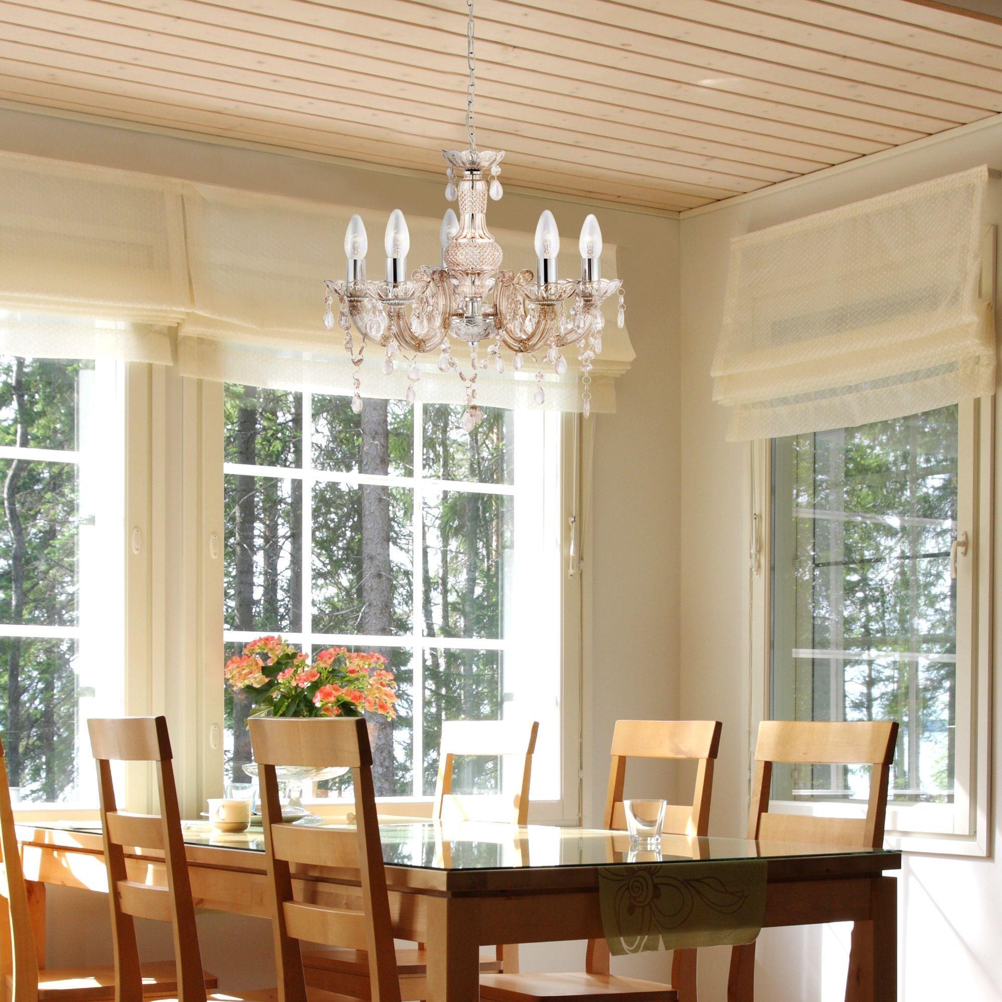 Marie Therese -5 Light Mink Glass/Acrylic Chandelier-5-Tiffany Lighting Direct