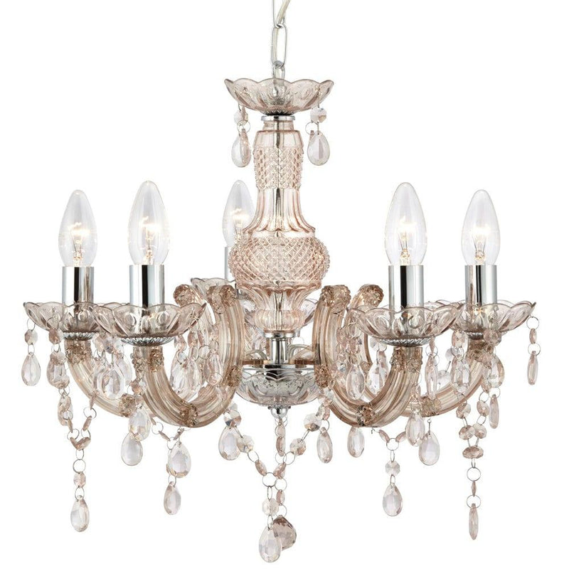 Marie Therese -5 Light Mink Glass/Acrylic Chandelier