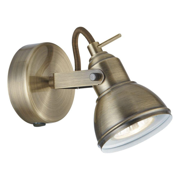 Focus 1 Light Antique Brass Adjustable Spotlight - Switched,1541AB,Searchlight Lighting,1