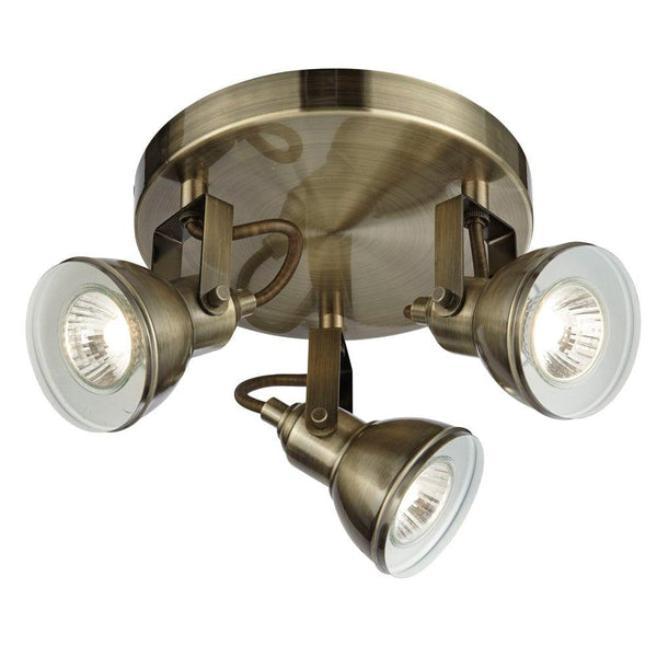 Focus 3 Light Antique Brass Adjustable Ceiling Spotlights