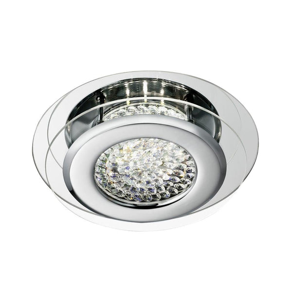 Searchlight Vesta LED Chrome & Crystal Ceiling Flush image 1
