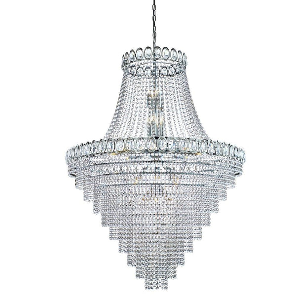 Louis Philipe Crystal 28 Light Chrome Tiered Chandelier