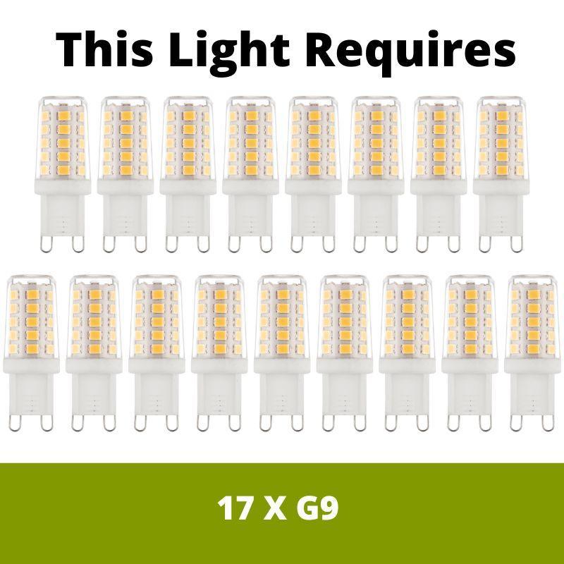   berry 17 light chrome ceiling pendant with smoked glass by searchlight lighting, LED Lamp Bulb Guide