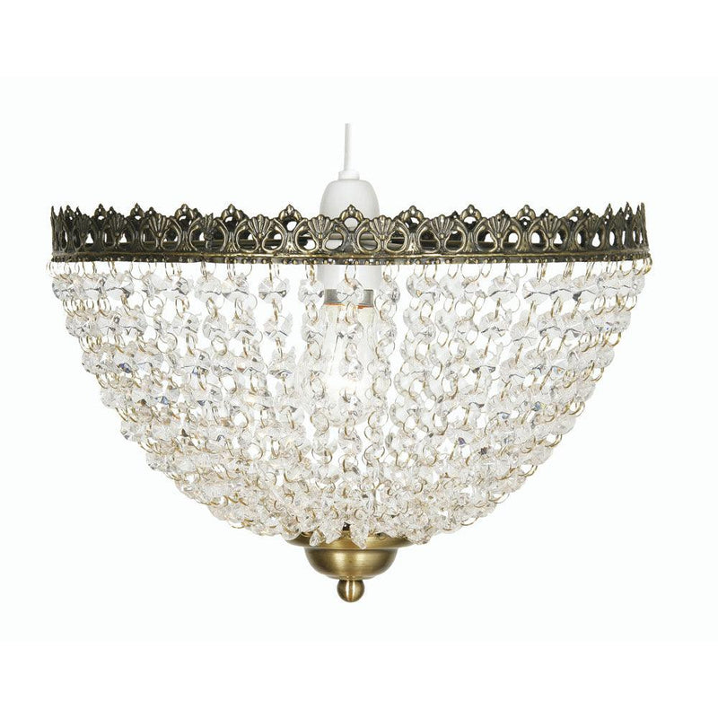Ekon Beaded Glass Antique Brass Easy Fit Ceiling Lamp Shade