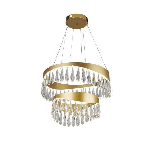 Jewel LED Gold 2 Tier Ceiling Pendant Light With Crystals