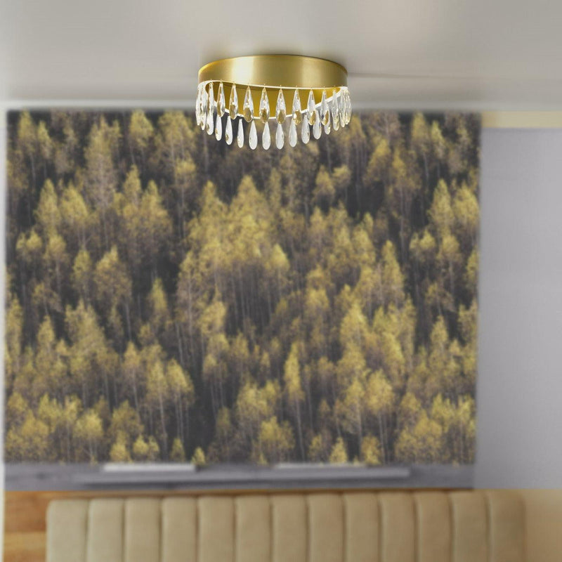 Jewel LED Gold Flush Ceiling Light With Crystals Searchlight