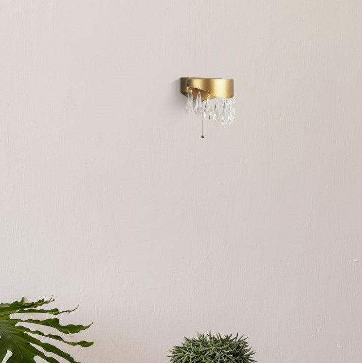 Jewel LED Gold Wall Light With Crystals - Pull Switch  New  Living Room Close Up