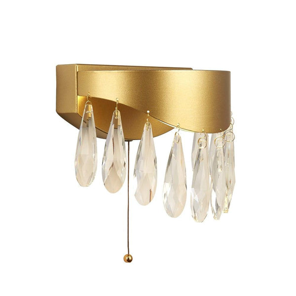 Jewel LED Gold Wall Light With Crystals - Pull Switch image 1