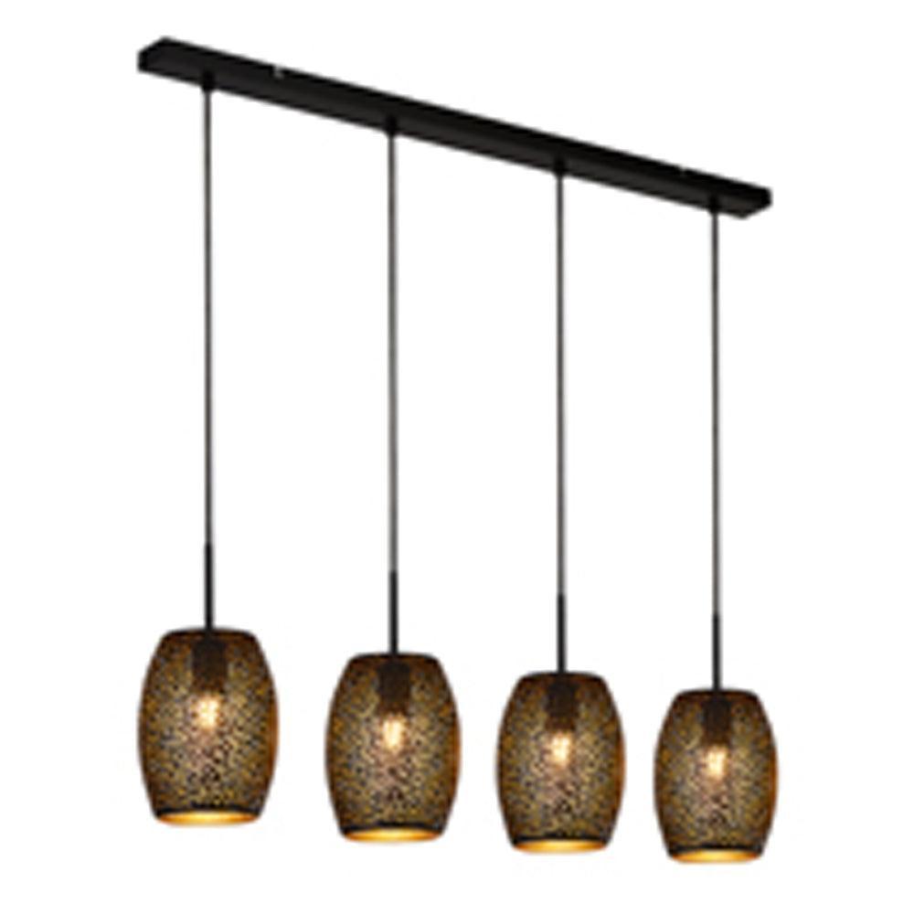 Searchlight Laser 4 Light Black And Gold Ceiling Pendant-Ceiling Pendant Lights-2-Tiffany Lighting Direct