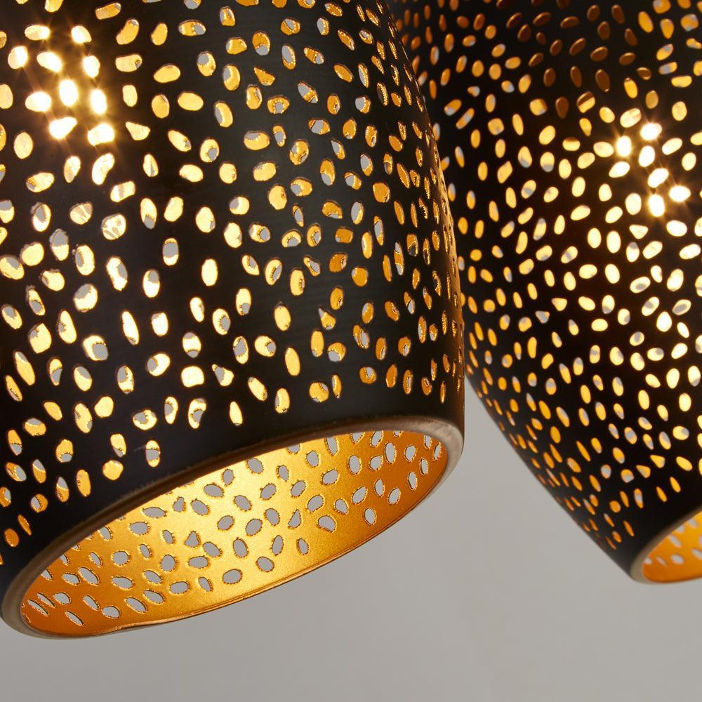 Searchlight Laser 4 Light Black And Gold Ceiling Pendant-Ceiling Pendant Lights-4-Tiffany Lighting Direct