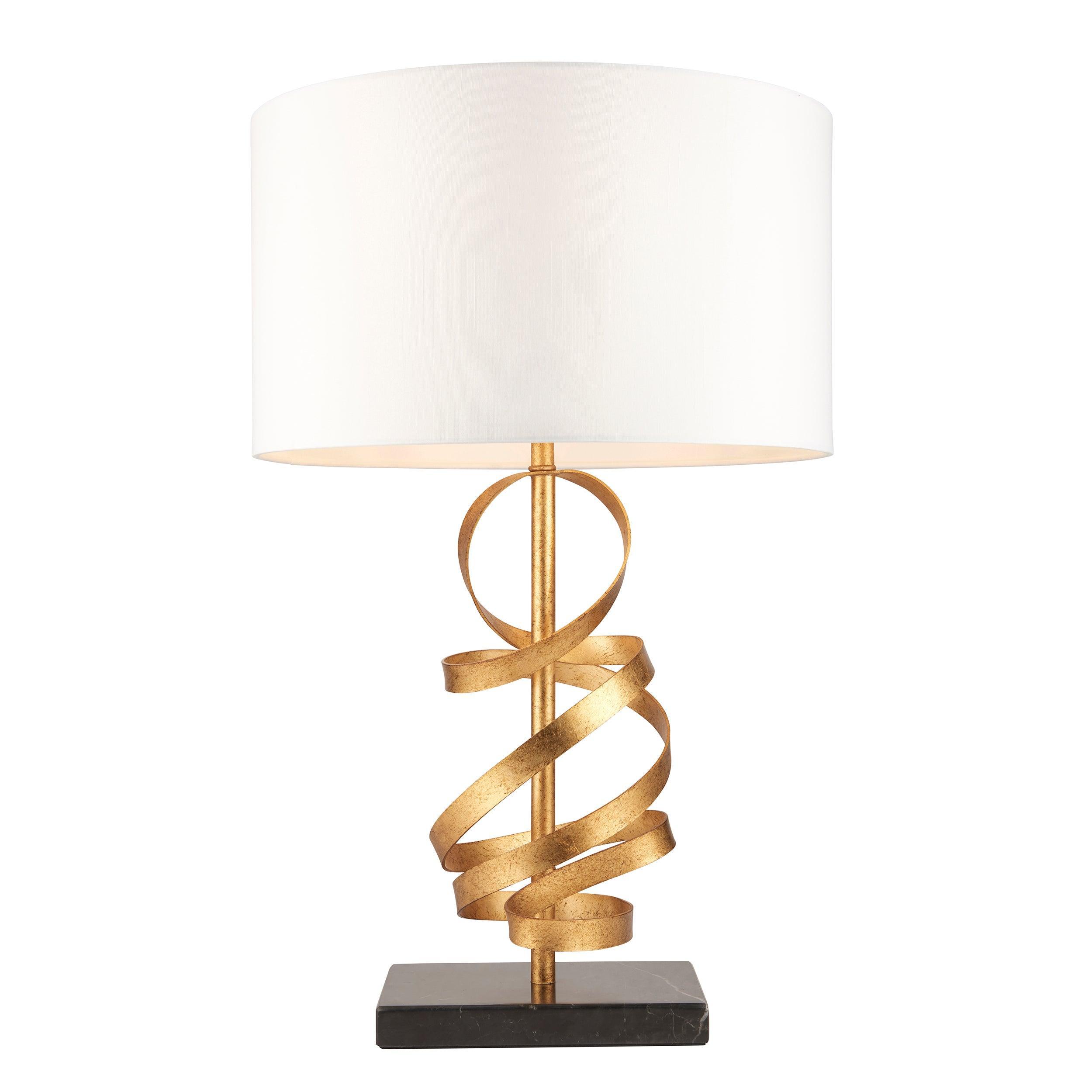 Harleston Gold & Black Marble Table Lamp - Ivory Shade-Living Lights-Living-Room-Tiffany Lighting Direct-[image-position]
