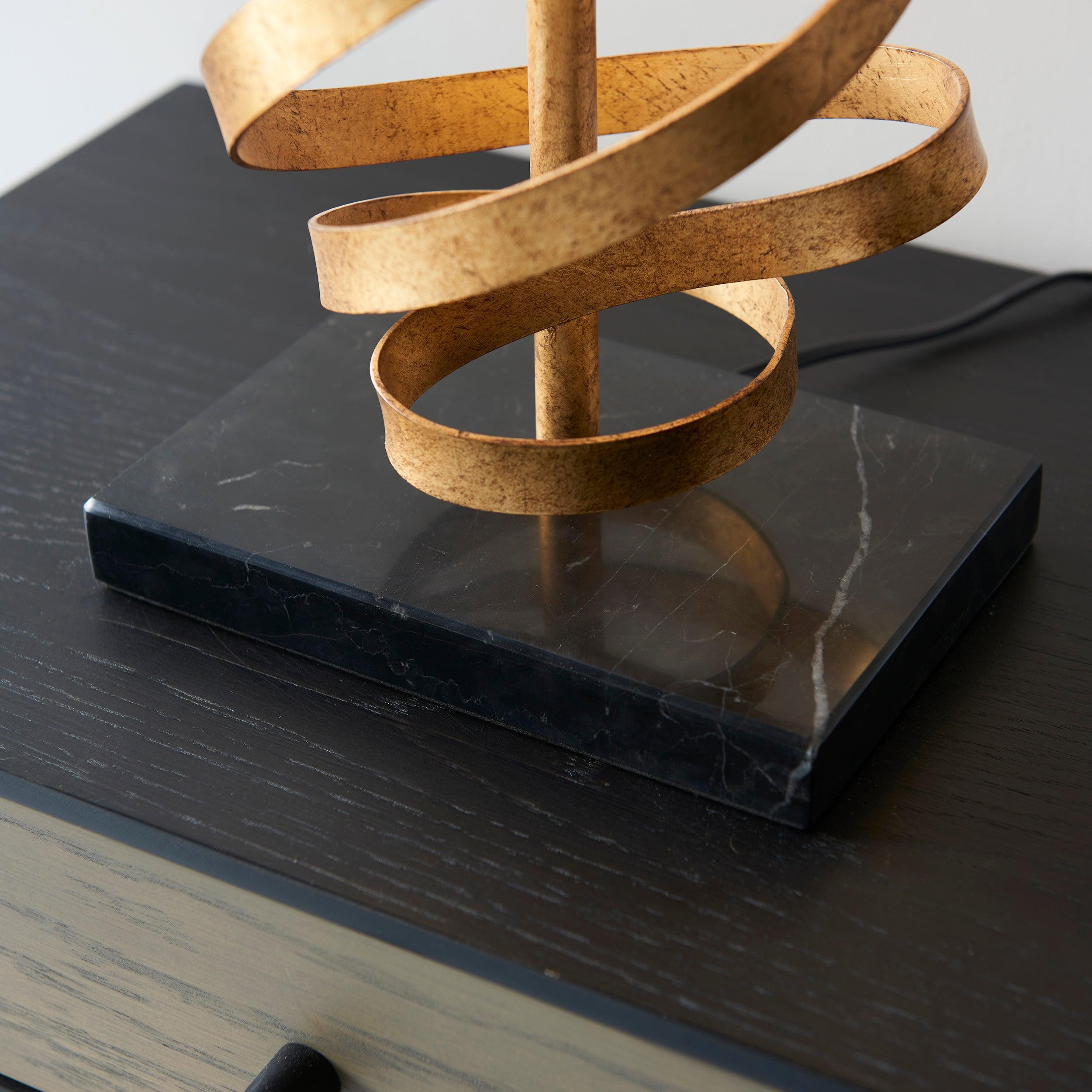 Harleston Gold & Black Marble Table Lamp - Ivory Shade-Living Lights-Living-Room-Tiffany Lighting Direct-[image-position]