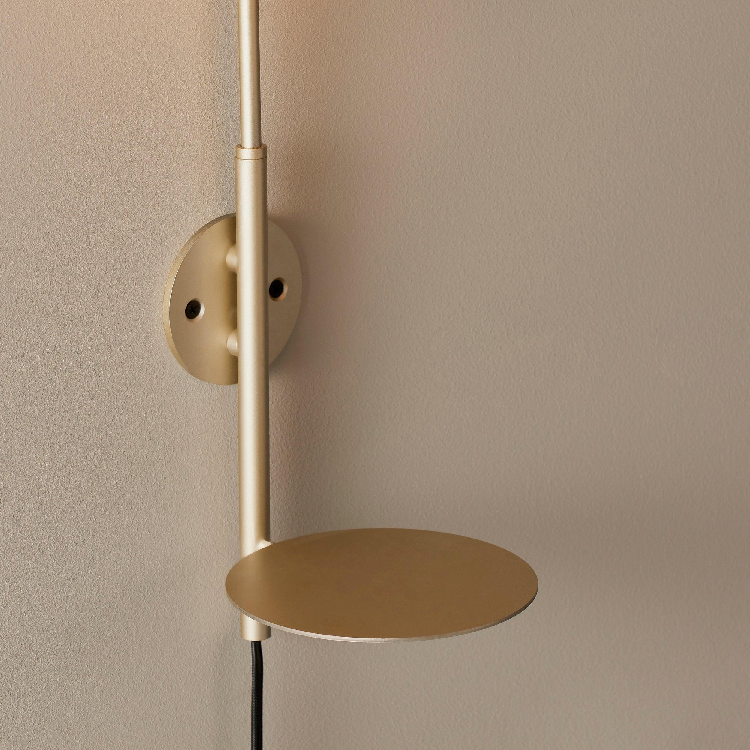 southall plug in champagne wall light with opal glass shade close fitting image