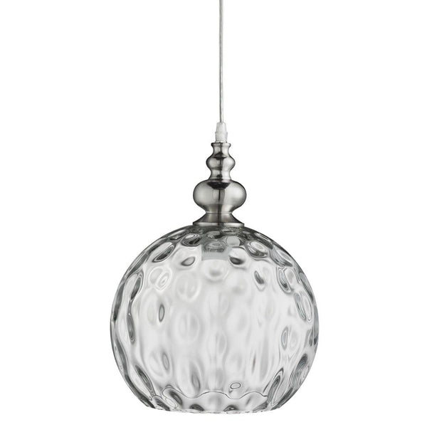 Indiana 1 Light Satin Silver & Clear Glass Ceiling Pendant