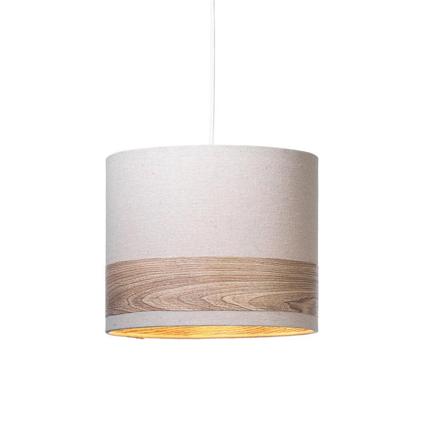 Torri Easy Fit 25cm White & Wood Effect Ceiling Lamp Shade