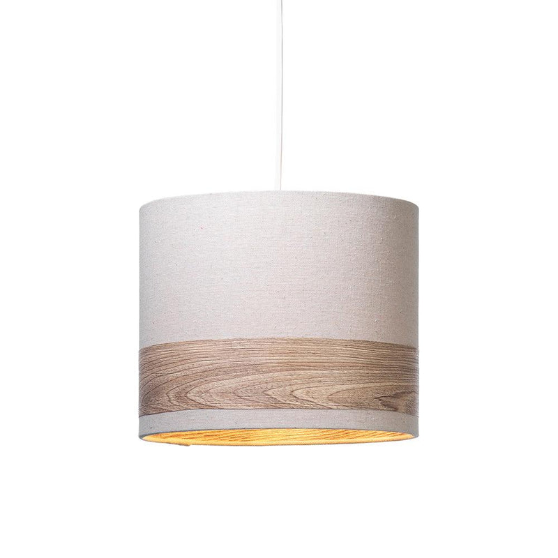 Torri Easy Fit 25cm White & Wood Effect Ceiling Lamp Shade
