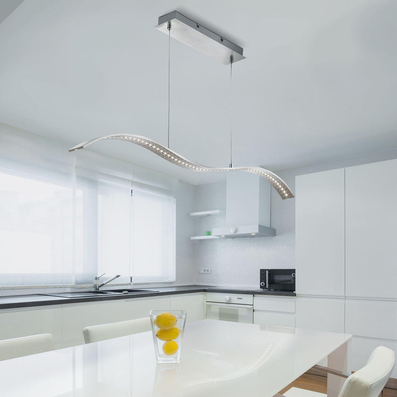 Searchlight Wing LED Silver Wavey Ceiling Pendant Bar
