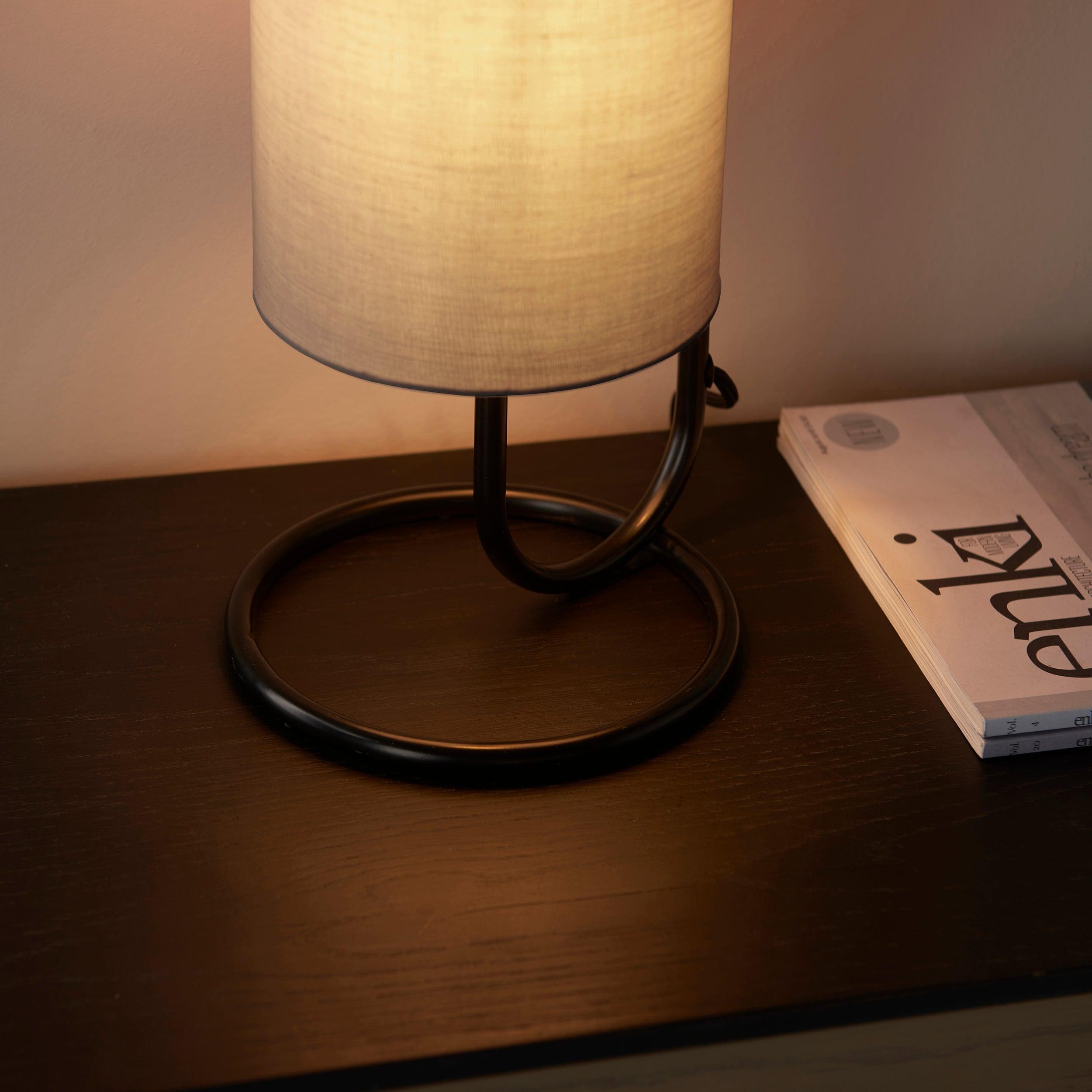 Kilburn Black Table Lamp - With Grey Fabric Shade-Living Lights-Living-Room-Tiffany Lighting Direct-[image-position]