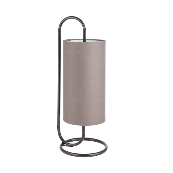 Kilburn Black Table Lamp - With Grey Fabric Shade